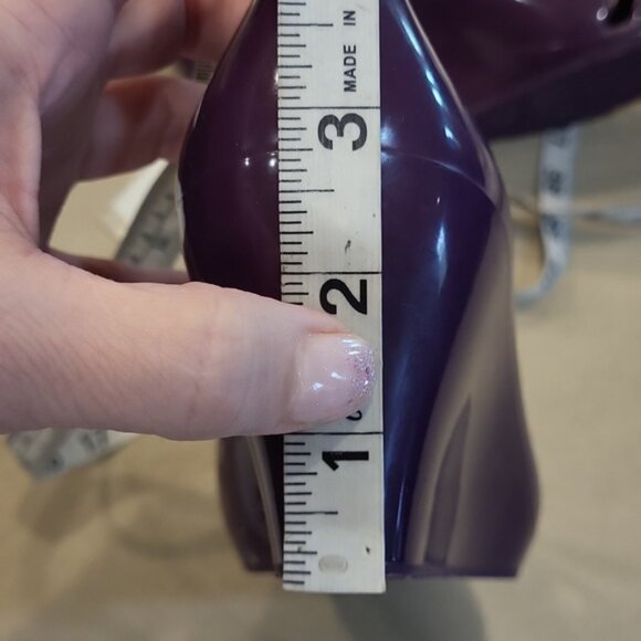 Gucci Interlocking G Logo Rubber Pumps Wedge Rubber Purple Open Toe Size 38 - Picture 14 of 14